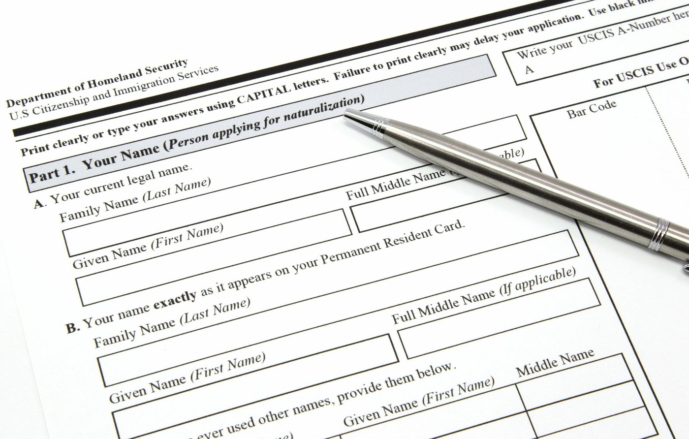 U.S. immigration form