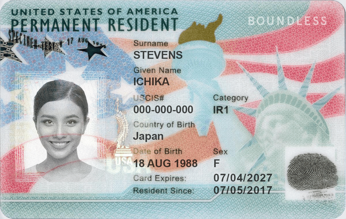 Permanent resident card Sample permanent resident card