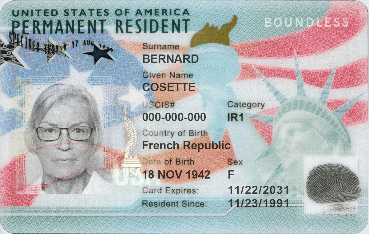 sample permanent resident card